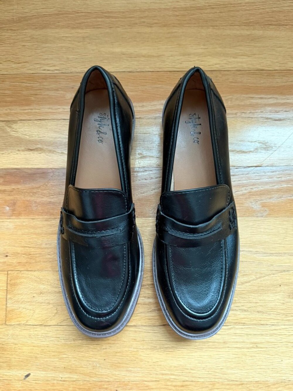 Style & Co Wandaa Black Lug Sole Penny Loafers Size 7M